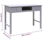 vidaXL Buffet Gris 108x45x76 cm Bois de Paulownia massif