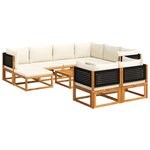 vidaXL Ensemble de canapés de jardin 10 pièces avec coussins en bois d'acacia et rotin