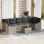 vidaXL Ensemble de canapé de jardin 8 Pièces Gris clair 55 x 55 x 37 cm