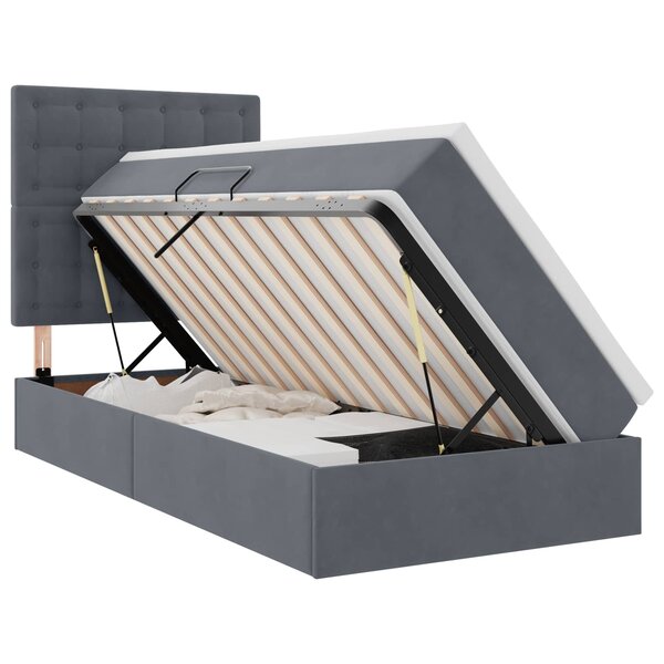 vidaXL Lit avec rangement et matelas Gris foncé 100 x 200 cm Velours