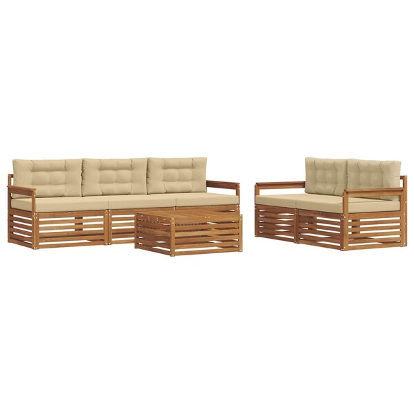 vidaXL Ensemble de canapés d'extérieur 6 Pièces Naturel et Beige