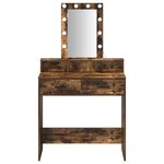 Coiffeuse vidaXL avec lumières LED en chêne fumé 79x41x140 cm