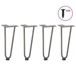 vidaXL Pieds en épingle à cheveux pour table basse 4 pièces Acier naturel 30 cm Acier massif