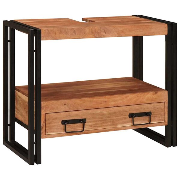 vidaXL Meuble sous-vasque de salle de bain Bois d'acacia massif  fer