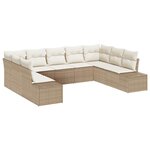 vidaXL Ensemble de canapé de jardin avec coussin 9 Pièces beige et crème