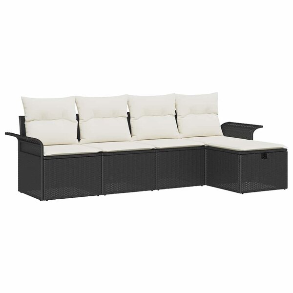 vidaXL Ensemble de canapé de jardin avec coussin 5 Pièces Noir Poly rotin