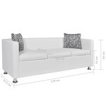 Vidaxl canapé à 3 places cuir synthétique blanc