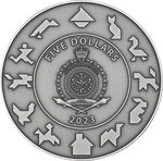 Monnaie en argent 5 dollars g 62.2 (2 oz) millésime 2023 tangram puzzle 2