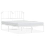 vidaXL Cadre de lit métal avec tête de lit blanc 135x190 cm