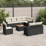 vidaXL Salon de jardin 9 Pièces avec coussins noir résine tressée