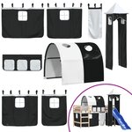 vidaXL Lit mezzanine enfants avec tour blanc/noir 80x200cm pin massif