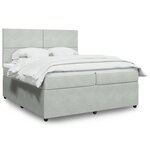vidaXL Sommier à lattes de lit et matelas Gris clair 200x200cm Velours