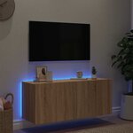 vidaXL Meuble TV mural avec lumières LED chêne sonoma 100x35x41 cm