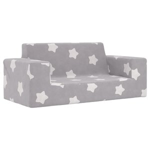 vidaXL Canapé pour enfants à 2 places Gris clair étoiles Peluche douce