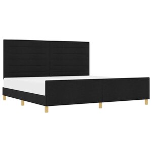 vidaXL Cadre de lit avec tête de lit Noir 200 x 200 cm tissu