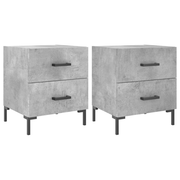 vidaXL Tables de chevet 2Pièces gris béton 40x35x47 5cm bois d’ingénierie