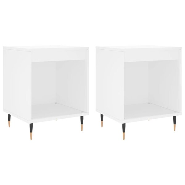 vidaXL Tables de chevet 2 Pièces blanc 40x35x50 cm bois d’ingénierie
