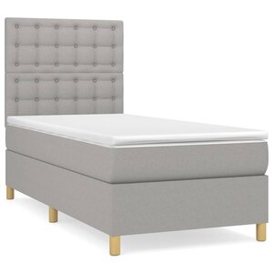 vidaXL Sommier à lattes de lit et matelas Gris clair 90x190 cm Tissu
