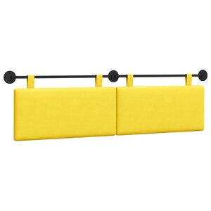 vidaXL Tête de lit suspendue Jaune clair Tissu en velours côtelé