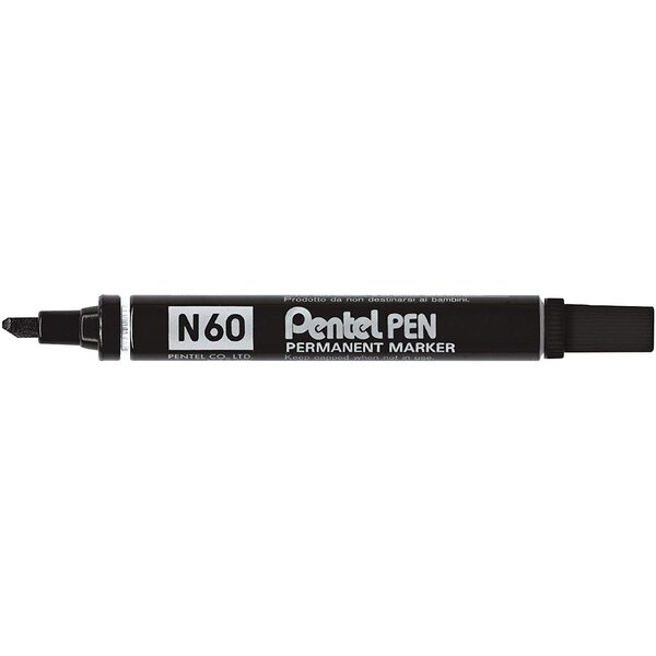 Marqueur permanent n60 corps alu pointe biseautée noir pentel
