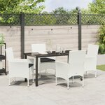 vidaXL Ensemble de salle à manger de jardin 5 pièces avec coussins Rattan blanc