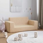 vidaXL Canapé pour enfants à 2 places Crème Peluche douce