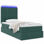 vidaXL Lit de rangement LED avec matelas Vert foncé 90 x 200 cm