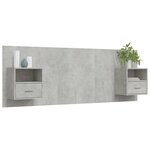 vidaXL Tête de lit avec armoires Gris béton Bois d'ingénierie