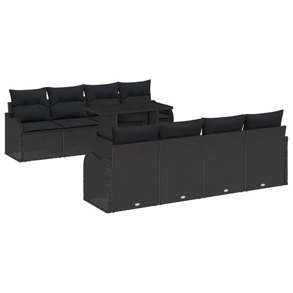 vidaXL Ensemble de canapé de jardin 9 Pièces Noir 100 x 55 x 73 cm