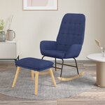 vidaXL Chaise à bascule avec repose-pied Bleu Tissu