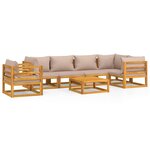 vidaXL Salon de jardin 7 Pièces avec coussins taupe bois massif