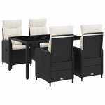 vidaXL Ensemble de repas extérieur 5 Pièces Noir et blanc crème