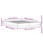 vidaXL Cadre de lit sans matelas gris béton 135x190 cm