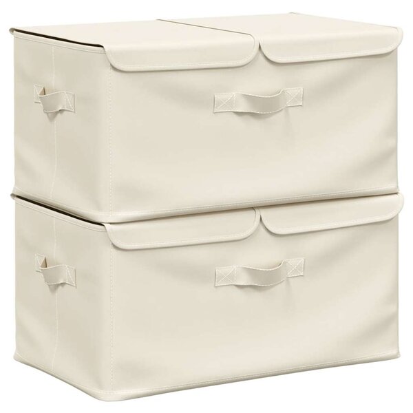 vidaXL Boîtes de rangement 2 Pièces Tissu 50x30x25 cm Crème