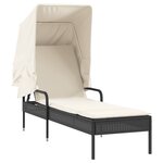 vidaXL Chaise longue avec auvent et table noir résine tressée