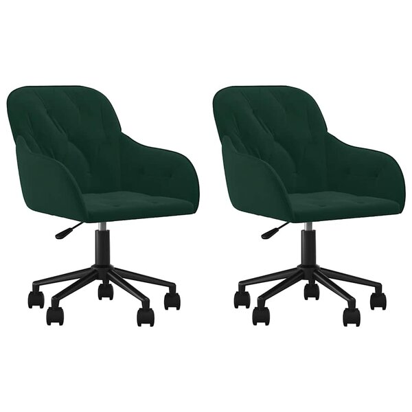 vidaXL Chaises pivotantes à manger lot de 2 Vert foncé Velours