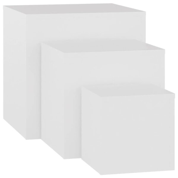 vidaXL Tables d'appoint 3 pièces en bois d'ingénierie blanc