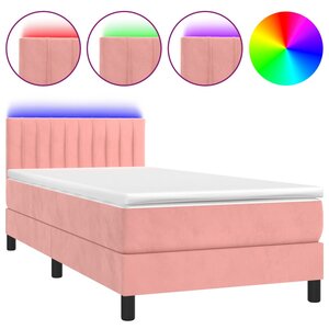 vidaXL Sommier à lattes de lit avec matelas et LED Rose 90x190 cm