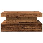 vidaXL Table basse avec lumières LED vieux bois 90x50x40 cm