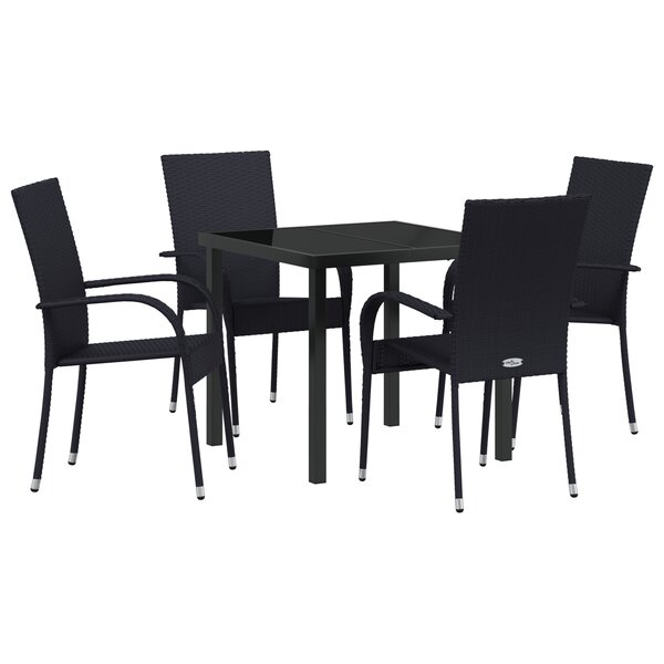 vidaXL Ensemble de jardin 5 pièces - Rattan noir