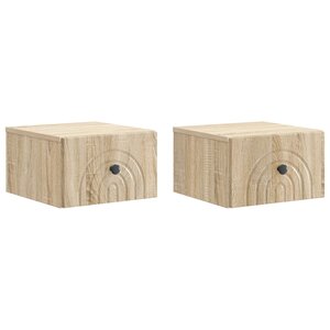 vidaXL Cabinet de chevet mural 2 Pièces Chêne Sonoma 33 x 34 5 x 20 cm