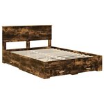 vidaXL Cadre de lit Chêne fumé 140 x 190 cm Bois d'ingénierie