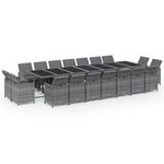 vidaXL Ensemble à manger de jardin coussins 19 Pièces Résine tressée Gris