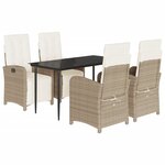 vidaXL Ensemble à manger de jardin avec coussins 5Pièces Beige poly rotin