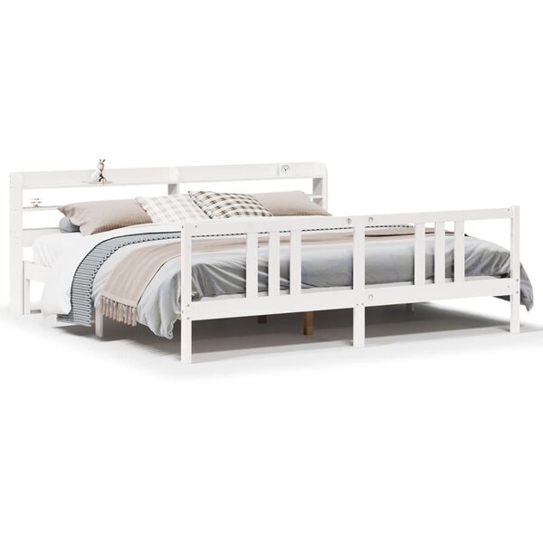 vidaXL Cadre de lit avec tête de lit sans matelas blanc 200x200 cm
