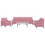 vidaXL Ensemble de canapés 3 Pièces avec coussins Rose Velours
