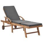 vidaXL Chaises longues et coussins 2Pièces Bois de teck solide Gris foncé