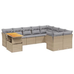 vidaXL Salon de jardin avec coussins 10 Pièces beige résine tressée