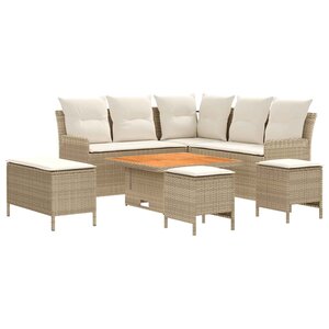 vidaXL Ensembles de meubles 7 Pièces Beige et crème Rotin PE