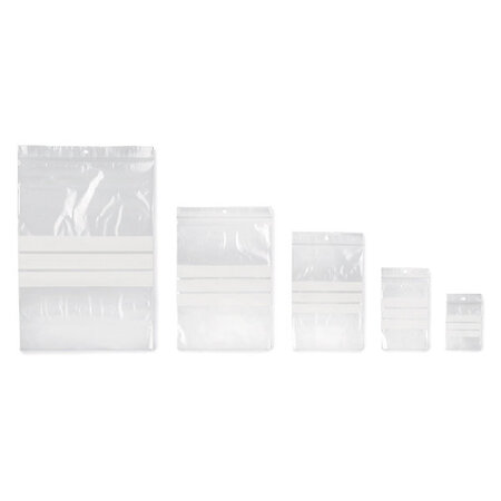 Assortiment de 1000 sachets plastique zip transparents avec bandes blanches 50 microns (lot de 1000)